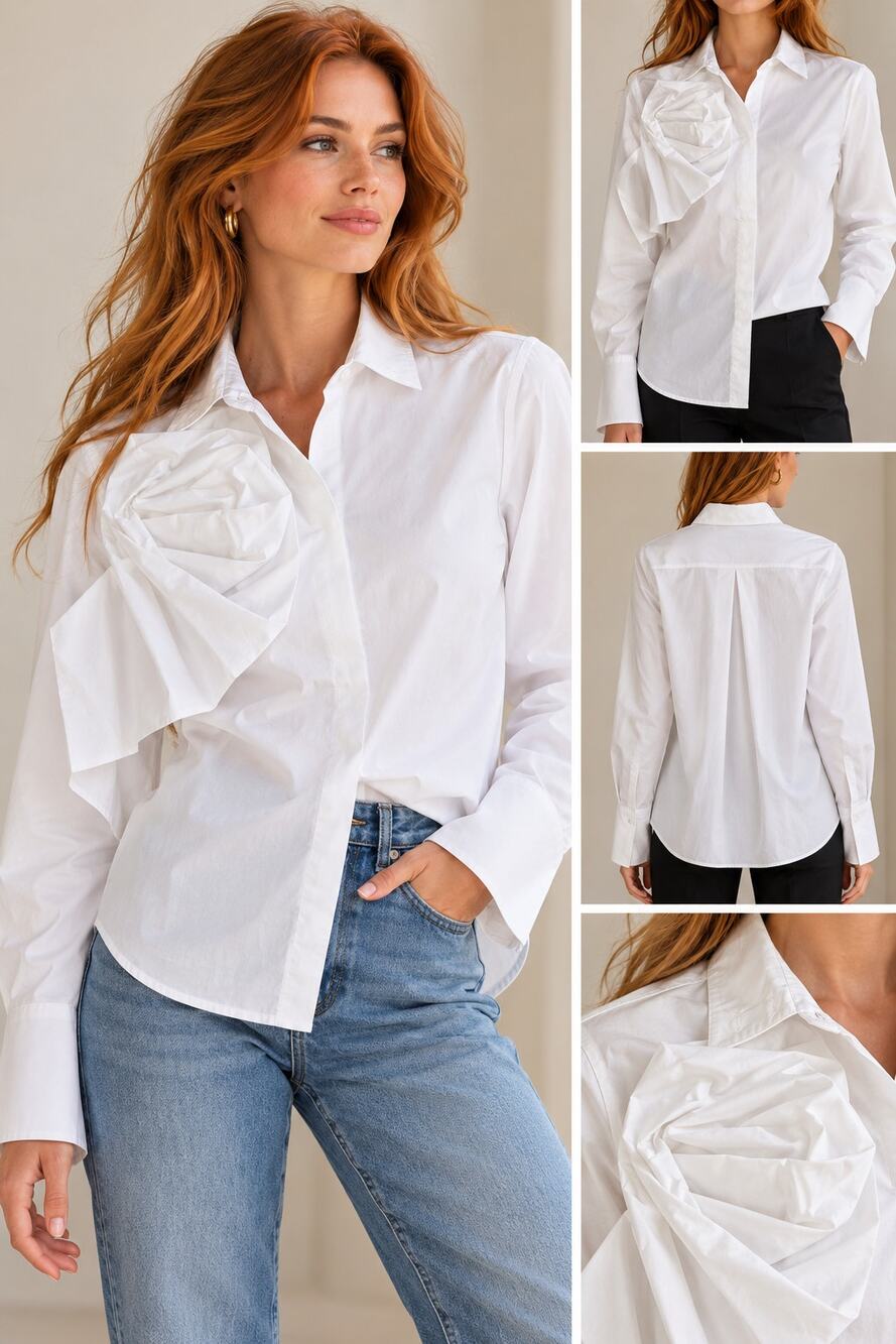NWT Psophia Vázquez de Castro White Cotton Button Down | XS